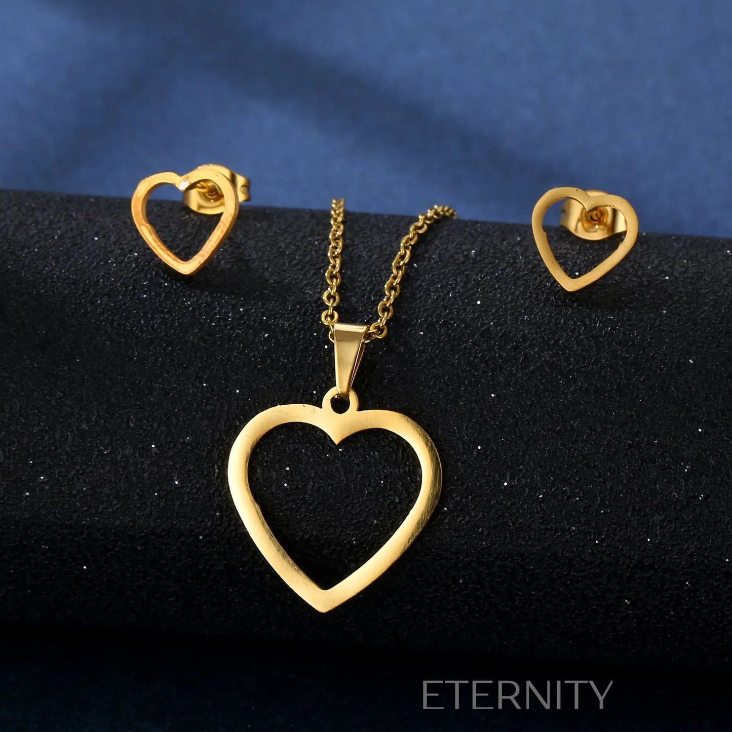 Sets Identity de Collar y Zarcillos en Acero Dorado  Set Dorado Unica Acero Inoxidable  ETERNITY