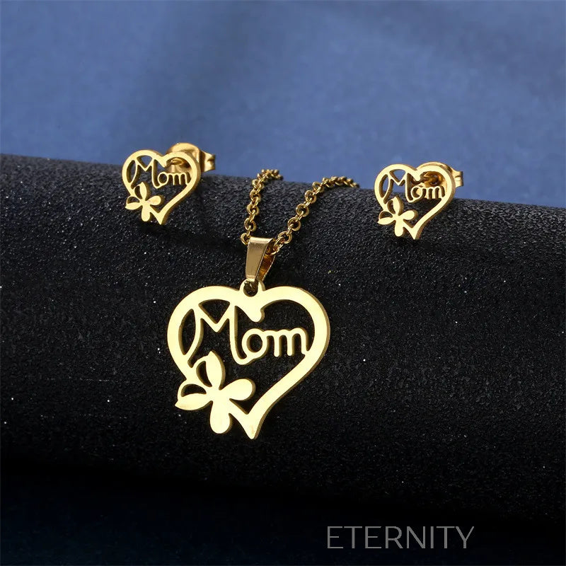 Sets Identity de Collar y Zarcillos en Acero Dorado  Set Dorado Unica Acero Inoxidable  ETERNITY