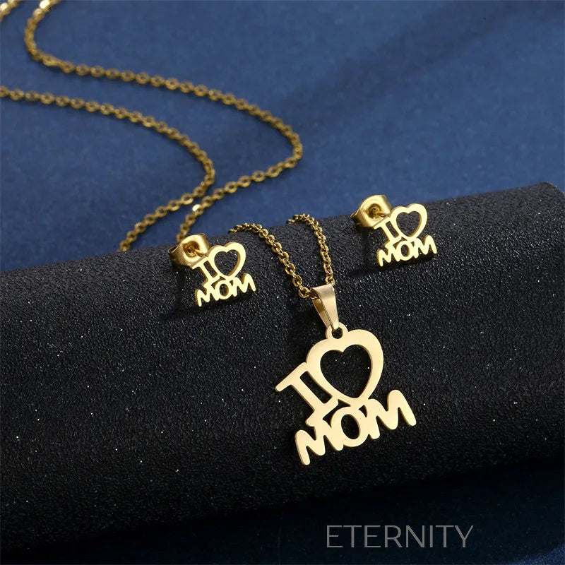 Sets Identity de Collar y Zarcillos en Acero Dorado  Set Dorado Unica Acero Inoxidable  ETERNITY