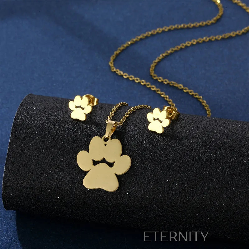 Sets Identity de Collar y Zarcillos en Acero Dorado  Set Dorado Unica Acero Inoxidable  ETERNITY