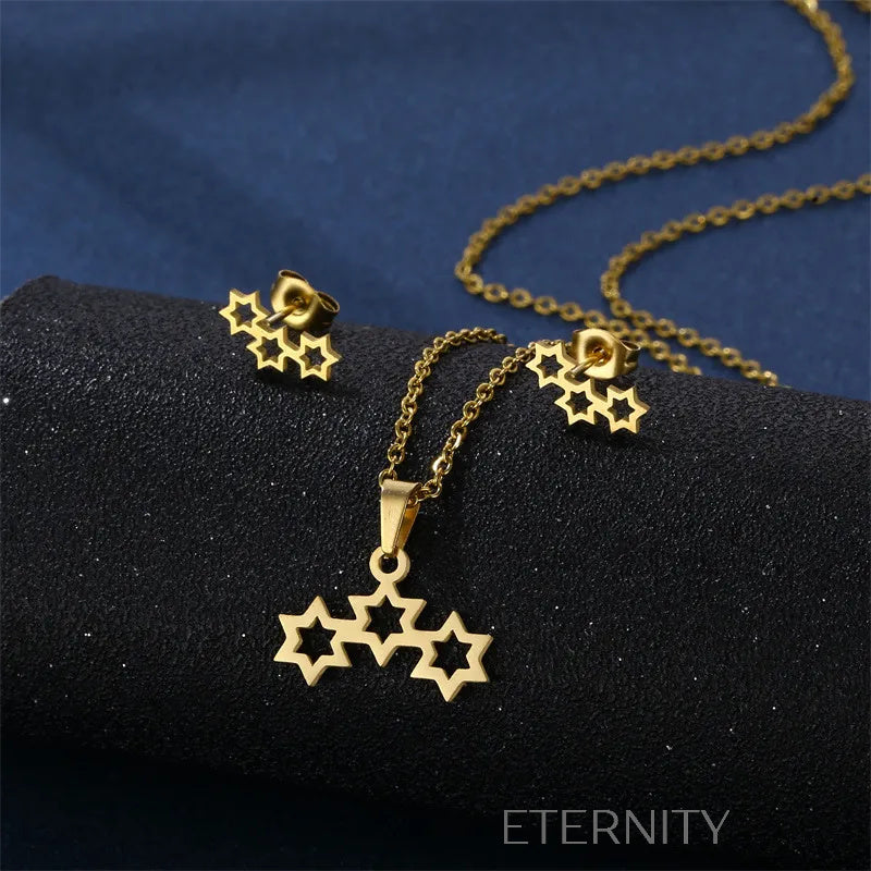 Sets Identity de Collar y Zarcillos en Acero Dorado  Set Dorado Unica Acero Inoxidable  ETERNITY