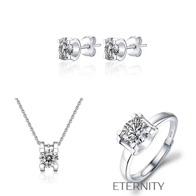 Conjunto Eternal Radiance de Plata Esterlina y Cristales  Set Plateado Unica Acero Inoxidable  ETERNITY