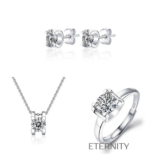 Conjunto Eternal Radiance de Plata Esterlina y Cristales  Set Plateado Unica Acero Inoxidable  ETERNITY