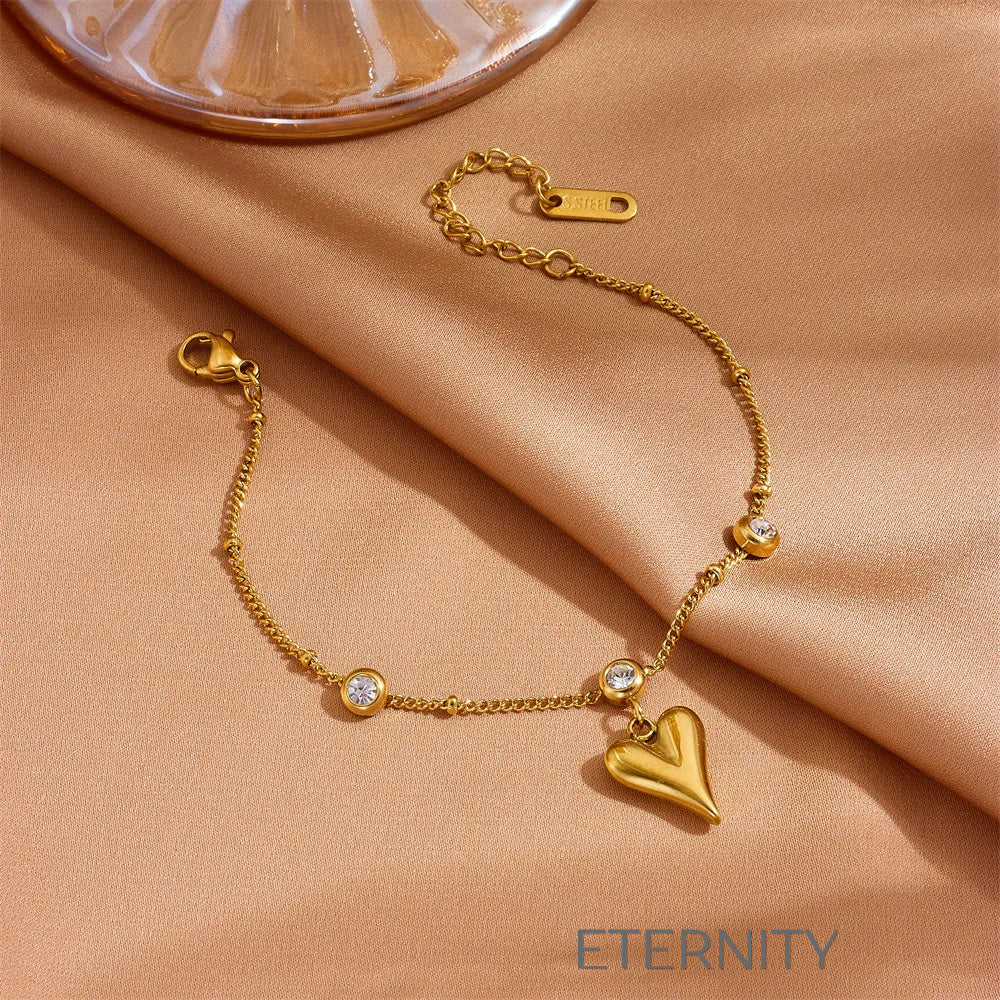 Set Gilded Heart Corazones  Set Dorado Unica Acero Inoxidable  ETERNITY