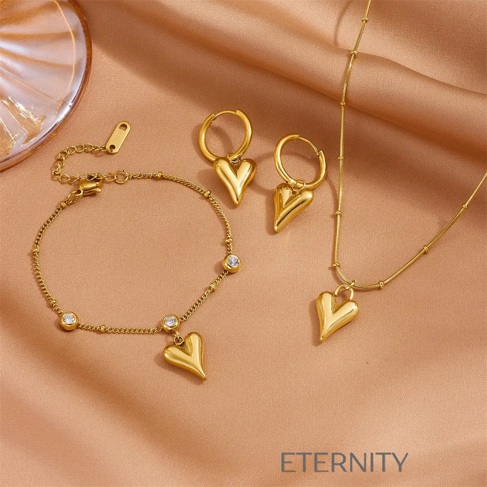 Set Gilded Heart Corazones  Set Dorado Unica Acero Inoxidable  ETERNITY
