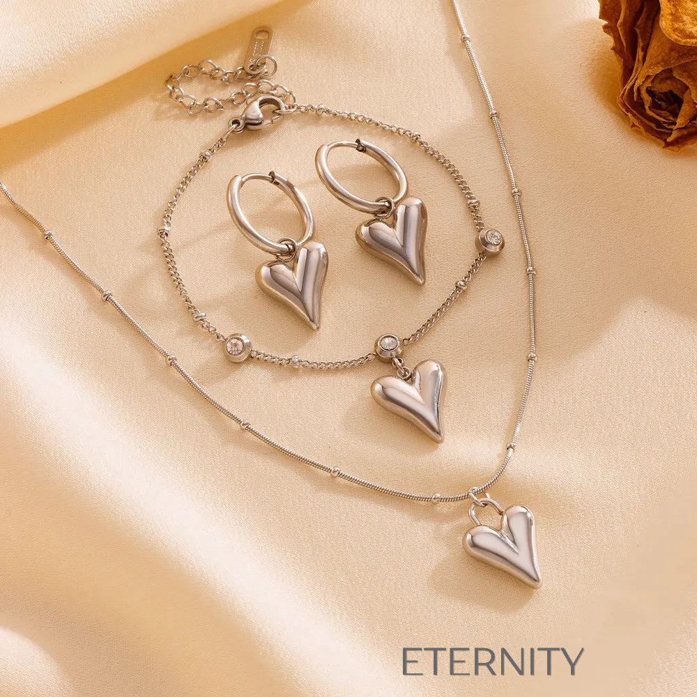 Set Gilded Heart Corazones  Set Dorado Unica Acero Inoxidable  ETERNITY