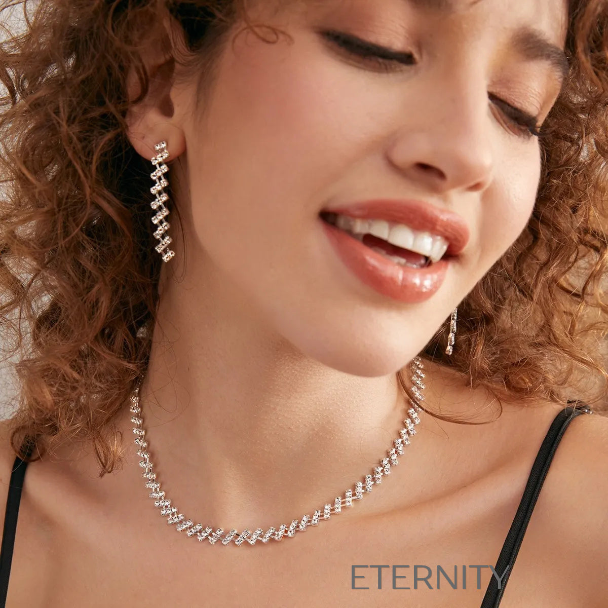 Set de Joyería Diamond ZigZag  Set Plateado Unica Acero Inoxidable  ETERNITY