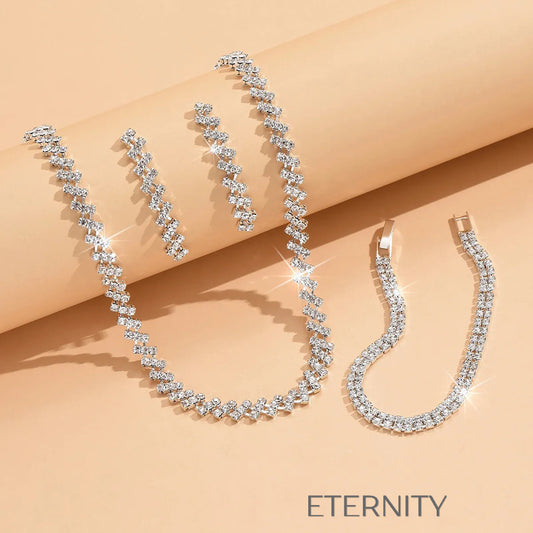 Set de Joyería Diamond ZigZag  Set Plateado Unica Acero Inoxidable  ETERNITY