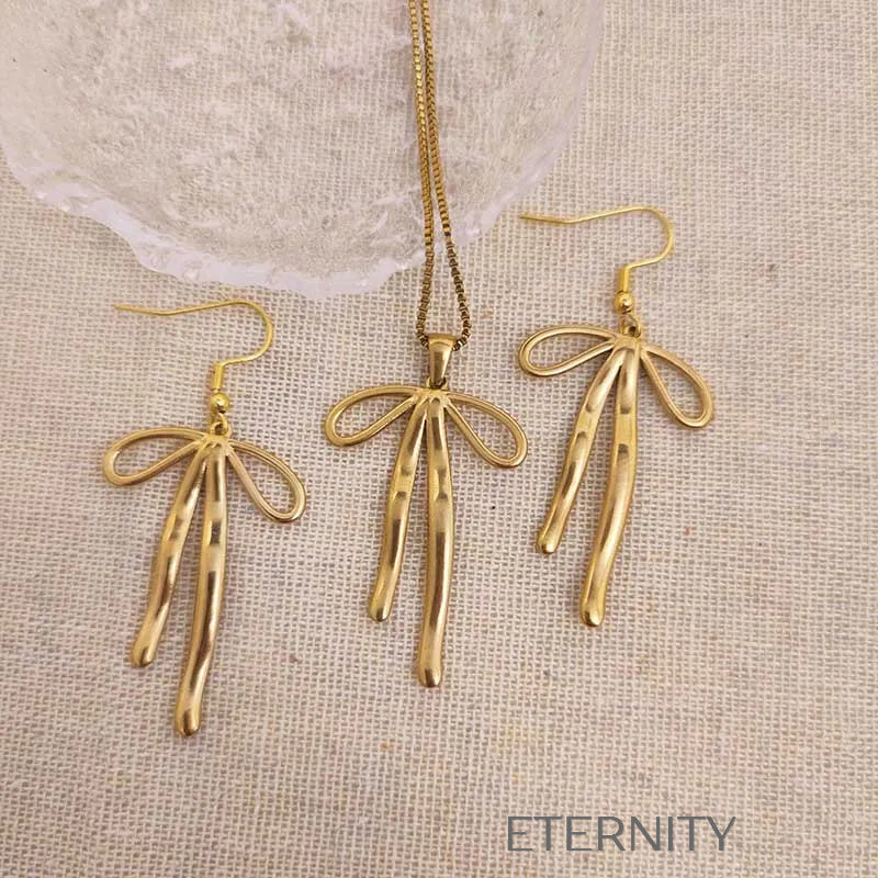 Zarcillos de Lazo Fluido en Oro y Plata  Set Dorado Unica Acero Inoxidable  ETERNITY