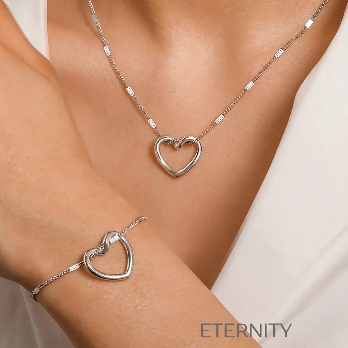 Set Infinite Heart Gold & Silver  Set Dorado Unica Acero Inoxidable  ETERNITY