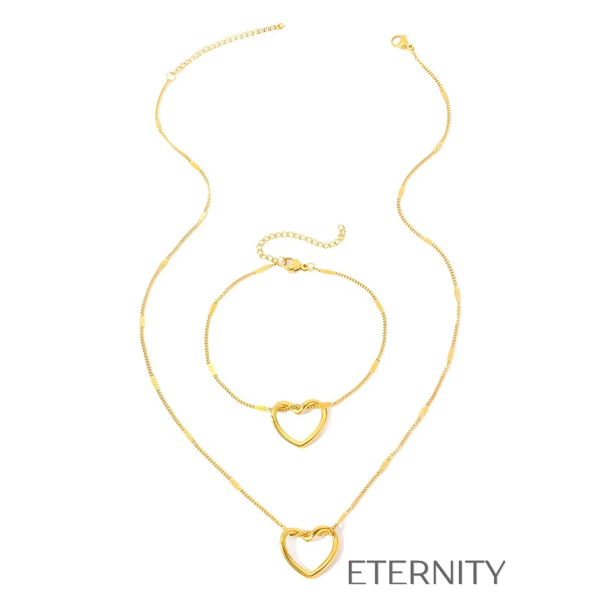 Set Infinite Heart Gold & Silver  Set Dorado Unica Acero Inoxidable  ETERNITY