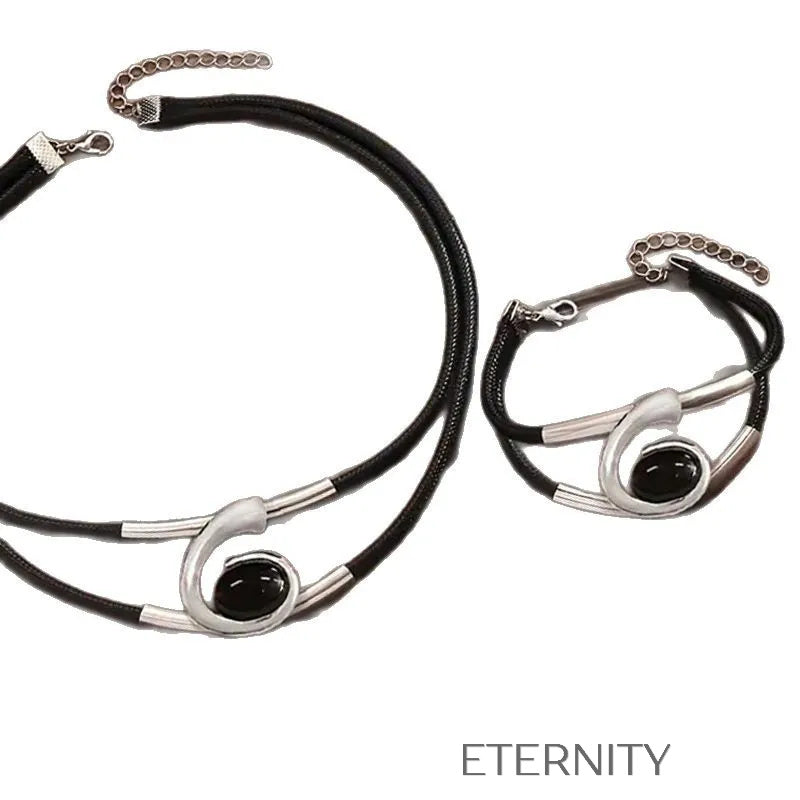 Set Gargantilla y Pulsera Avant Garde  Set Dorado Unica Acero Inoxidable  ETERNITY
