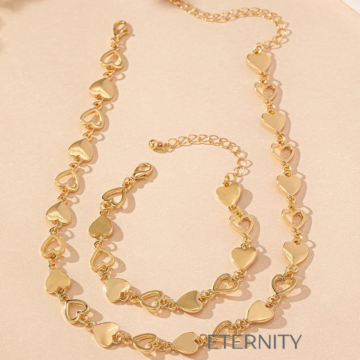 Set Sweetheart Choker de Collar y Pulsera  Set Dorado Unica Acero Inoxidable  ETERNITY