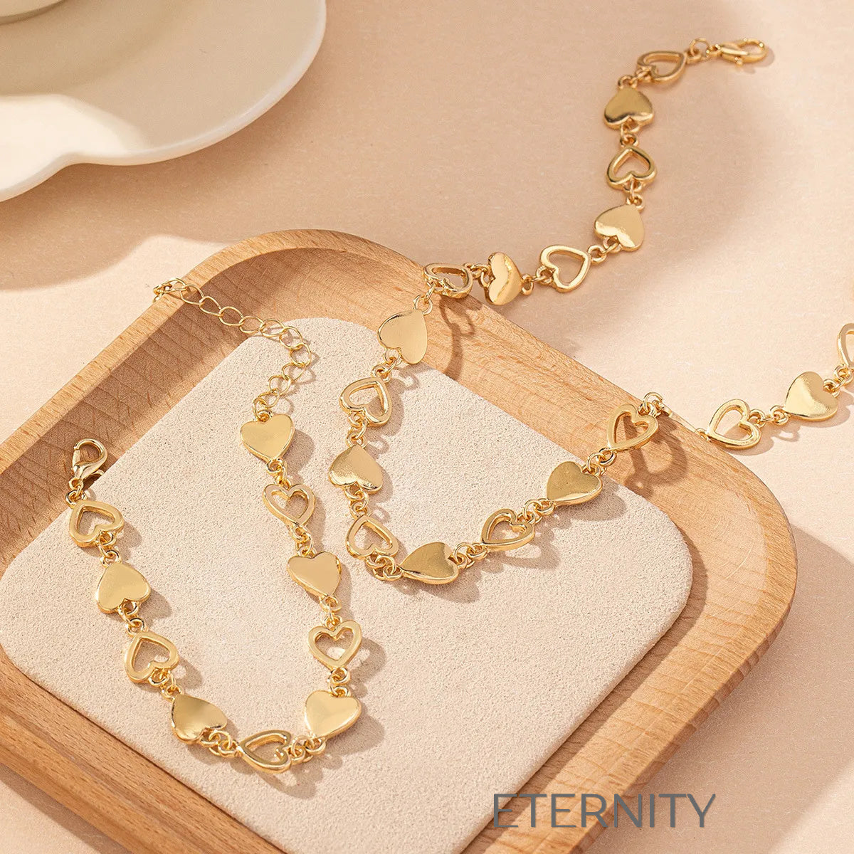 Set Sweetheart Choker de Collar y Pulsera  Set Dorado Unica Acero Inoxidable  ETERNITY