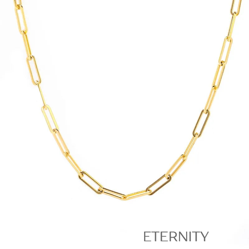Conjunto de Cadena y Pulsera Geometric Link con Eslabones de Clip en Acero  Set Dorado Unica Acero Inoxidable  ETERNITY