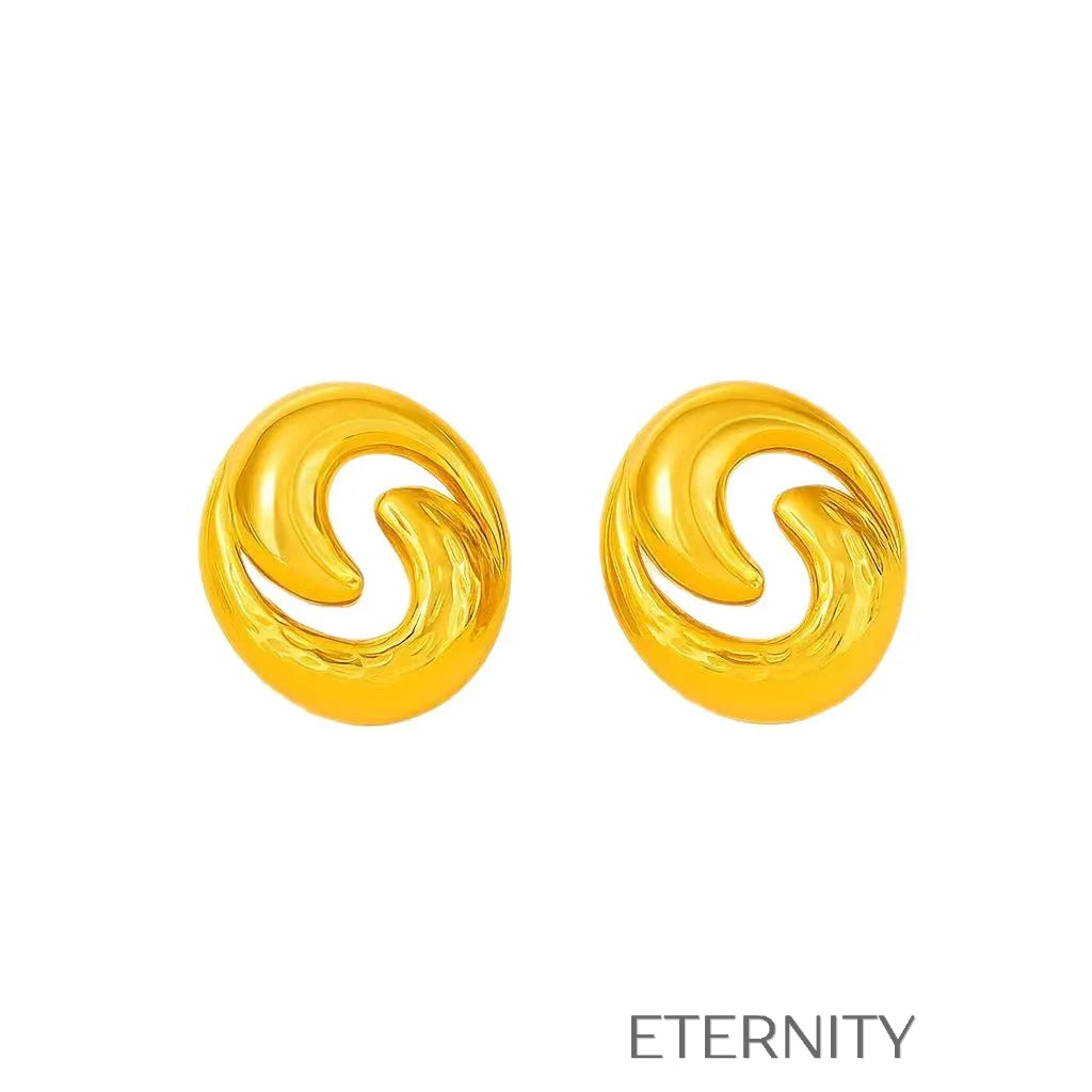 Conjunto de Collar y Zarcillos Eternal Swirl en Oro Pulido  Set Dorado Unica Acero Inoxidable  ETERNITY