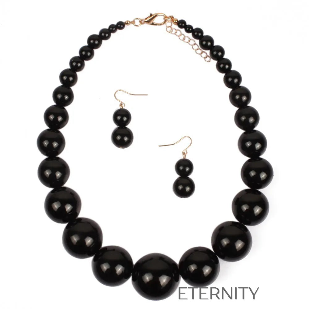 Maxi Collar de Perlas XL y Zarcillos a Juego  Set Beige Unica Acero Inoxidable  ETERNITY