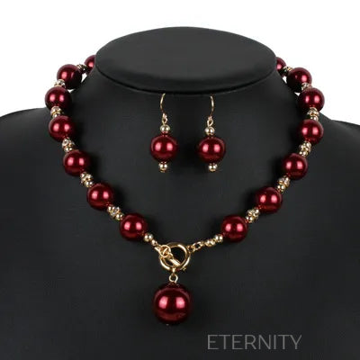 Conjunto Imperial Pearl de Collar y Zarcillos de Perlas  Set Negro Unica Acero Inoxidable  ETERNITY