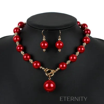 Conjunto Imperial Pearl de Collar y Zarcillos de Perlas  Set Negro Unica Acero Inoxidable  ETERNITY