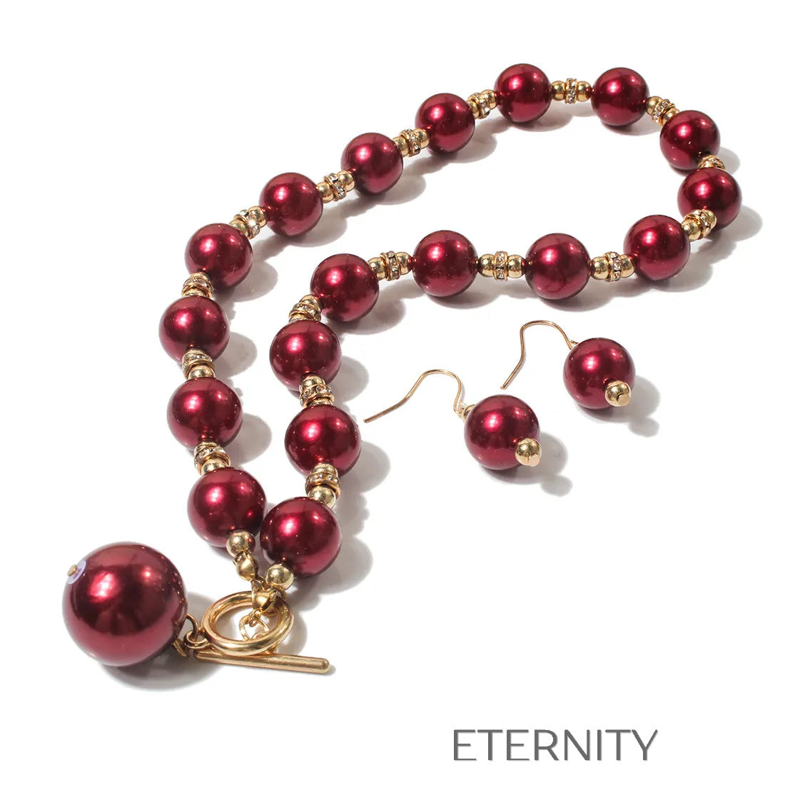 Conjunto Imperial Pearl de Collar y Zarcillos de Perlas  Set Negro Unica Acero Inoxidable  ETERNITY