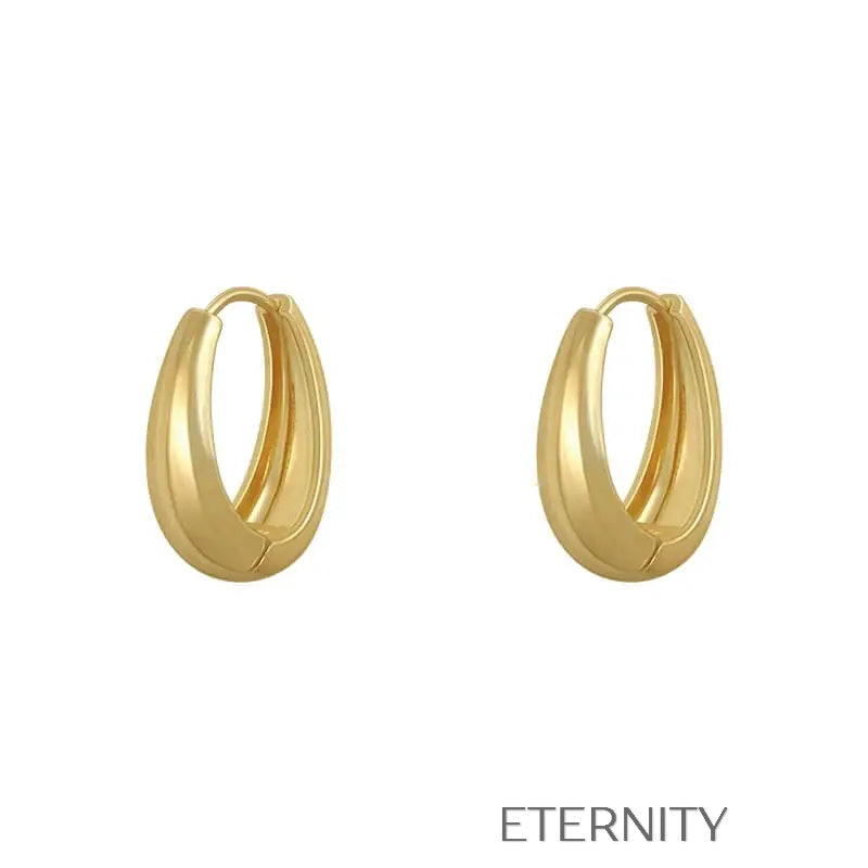 Zarcillos de Aro Ethereal Oval con Diseño Ergonómico y Acabado Espejo  Zarcillos Dorado Unica Acero Inoxidable  ETERNITY