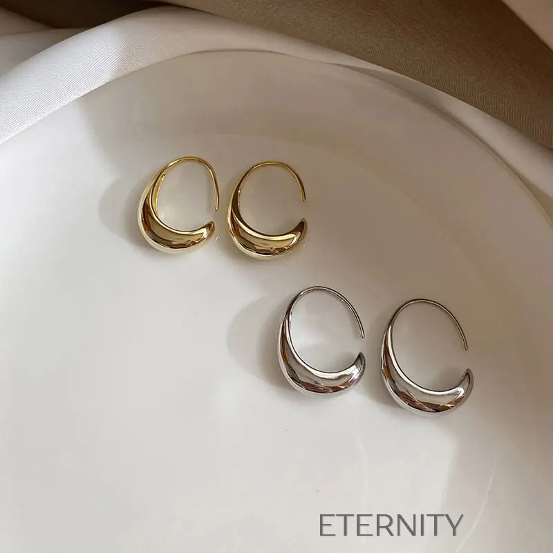 Zarcillos de Aro Gota Gruesa  Zarcillos Dorado Unica Acero Inoxidable  ETERNITY