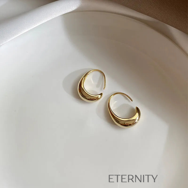 Zarcillos de Aro Gota Gruesa  Zarcillos Dorado Unica Acero Inoxidable  ETERNITY