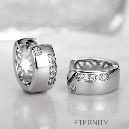 Zarcillos de Aro Grueso con Detalles de Cristal y Calado  Zarcillos Plateado Unica Acero Inoxidable  ETERNITY