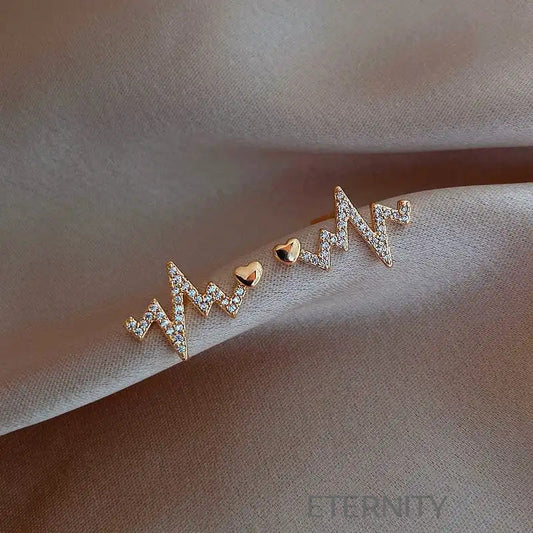 Zarcillos Heartbeat Rhythm con Cristales  Zarcillos Dorado Unica Acero Inoxidable  ETERNITY