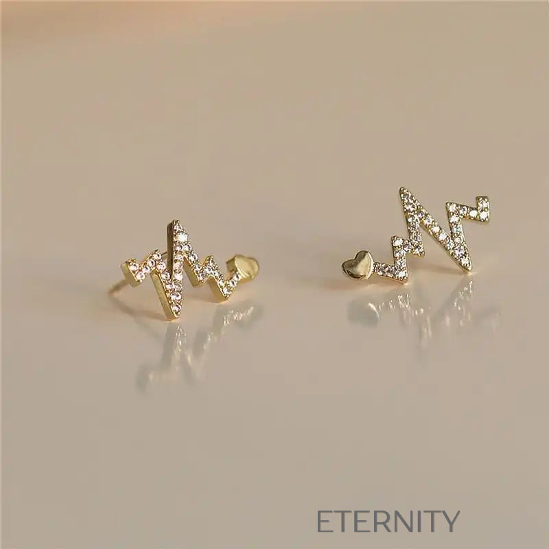 Zarcillos Heartbeat Rhythm con Cristales  Zarcillos Dorado Unica Acero Inoxidable  ETERNITY