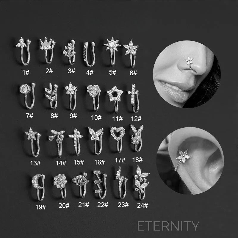 Ear & Nose Cuffs Sparkling  Zarcillos Dorado Unica Acero Inoxidable  ETERNITY