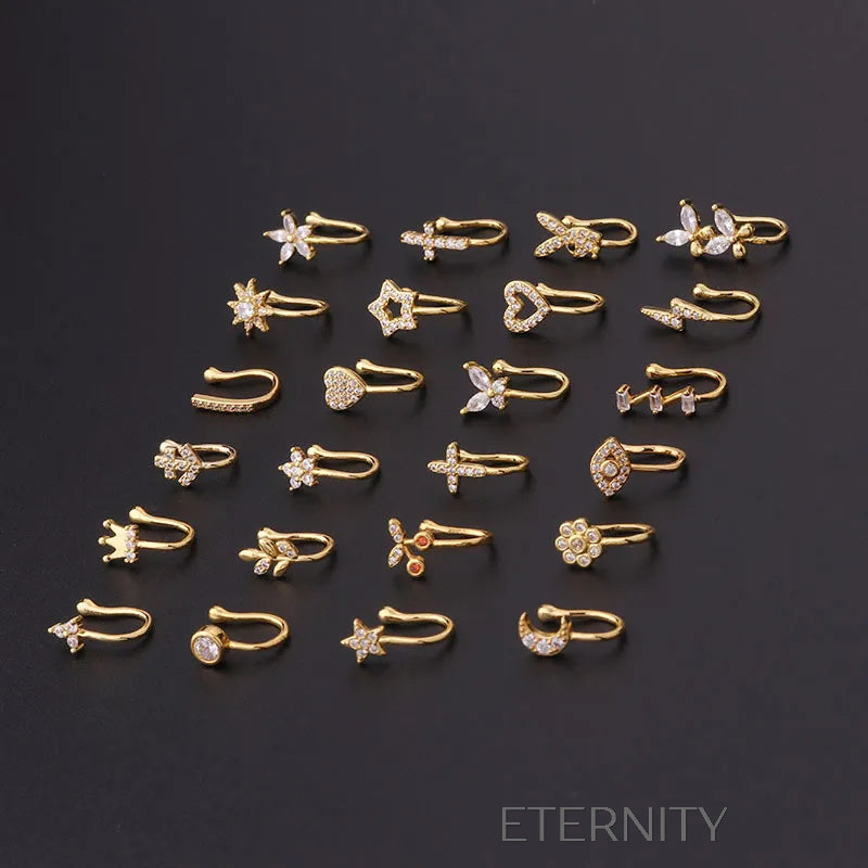Ear & Nose Cuffs Sparkling  Zarcillos Dorado Unica Acero Inoxidable  ETERNITY