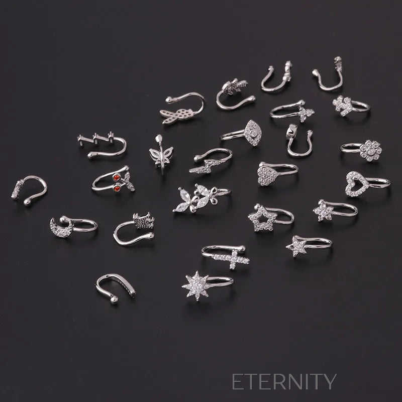 Ear & Nose Cuffs Sparkling  Zarcillos Dorado Unica Acero Inoxidable  ETERNITY