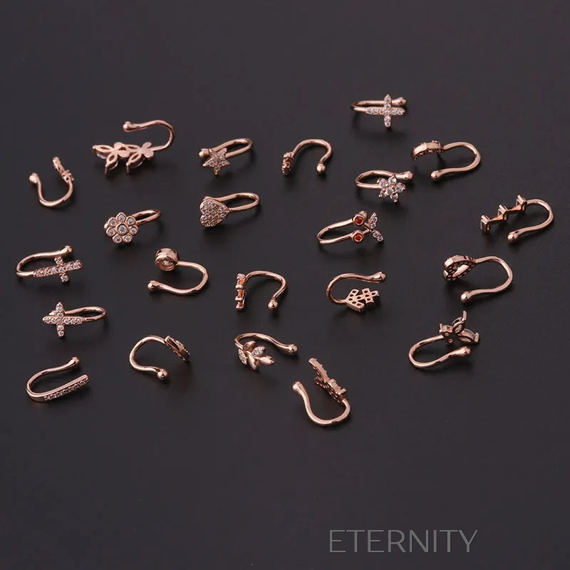 Ear & Nose Cuffs Sparkling  Zarcillos Dorado Unica Acero Inoxidable  ETERNITY