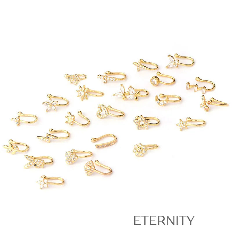 Ear & Nose Cuffs Sparkling  Zarcillos Dorado Unica Acero Inoxidable  ETERNITY