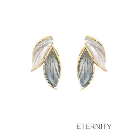 Zarcillos de Botón Diseño Hojas de Esmalte  Zarcillos Dorado Unica Acero Inoxidable  ETERNITY