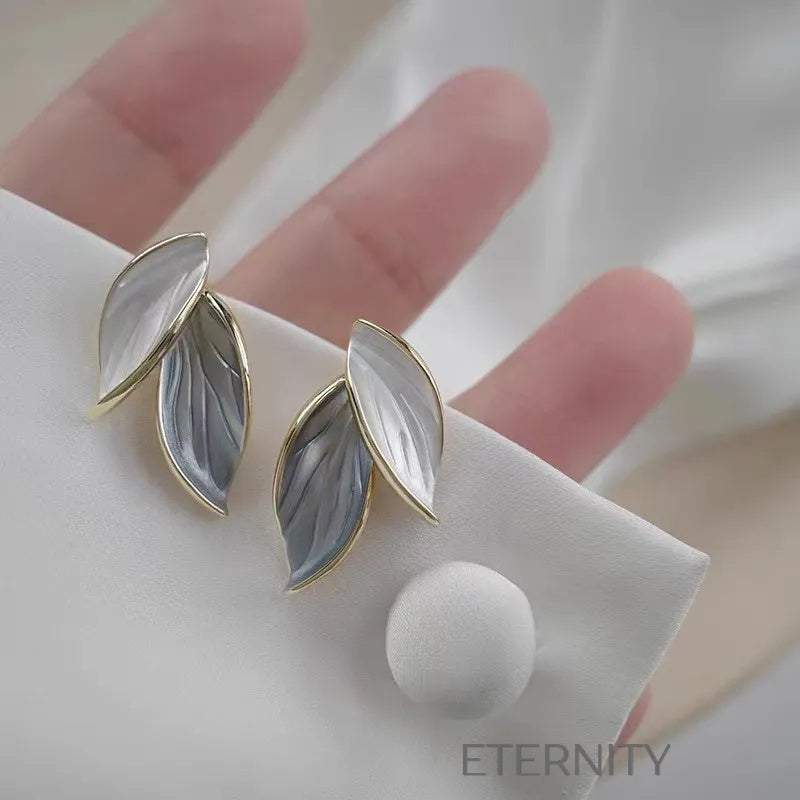 Zarcillos de Botón Diseño Hojas de Esmalte  Zarcillos Dorado Unica Acero Inoxidable  ETERNITY