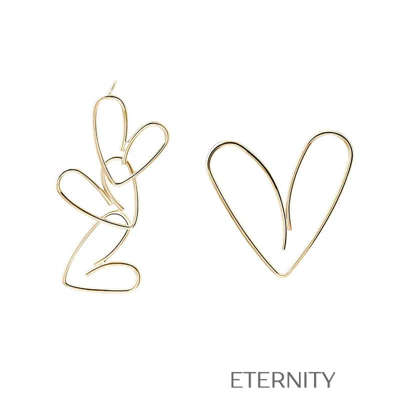 Zarcillos Linear Heart  Zarcillos Dorado Unica Acero Inoxidable  ETERNITY