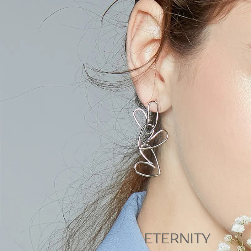Zarcillos Linear Heart  Zarcillos Dorado Unica Acero Inoxidable  ETERNITY