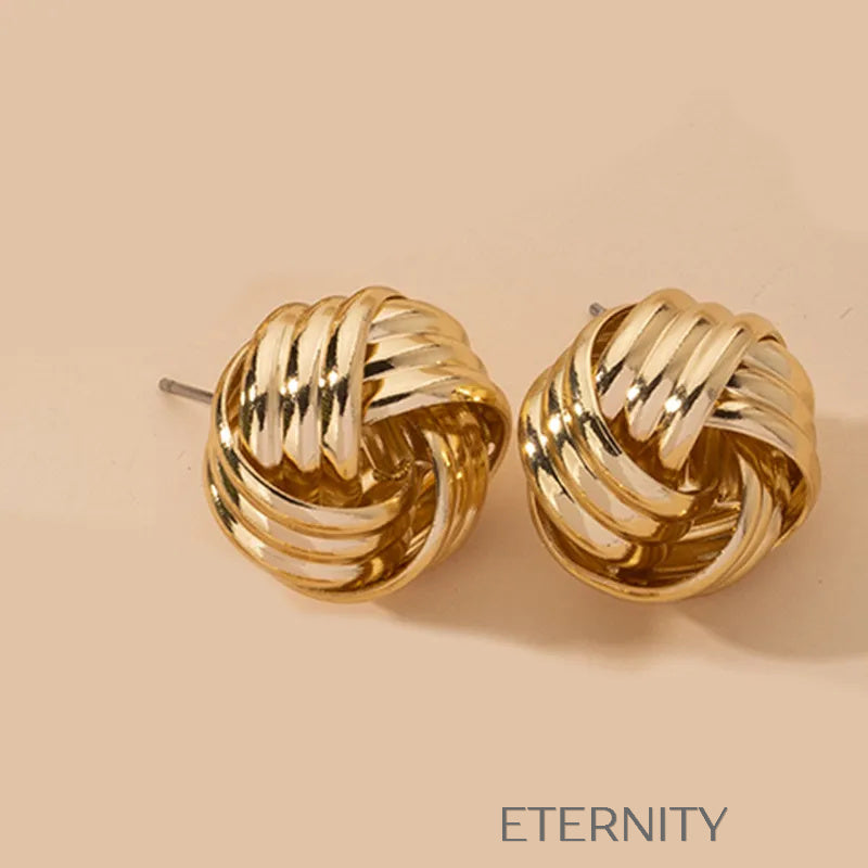 Zarcillos Eternal Knot Dorados  Zarcillos Dorado Unica Acero Inoxidable  ETERNITY