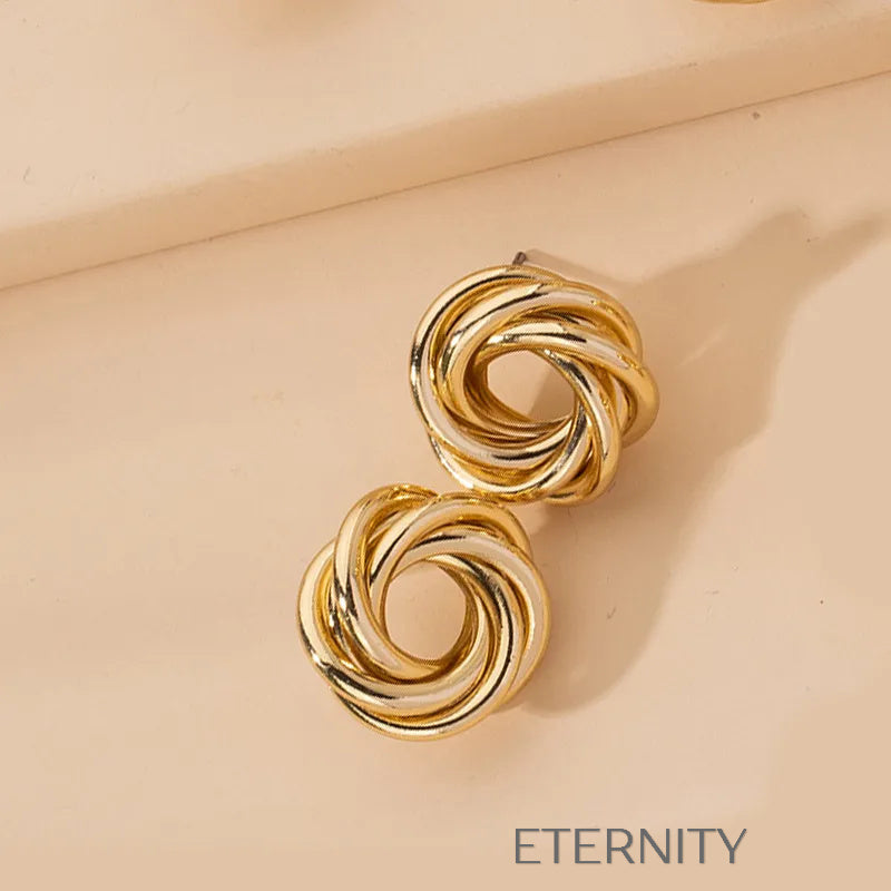 Zarcillos Eternal Knot Dorados  Zarcillos Dorado Unica Acero Inoxidable  ETERNITY