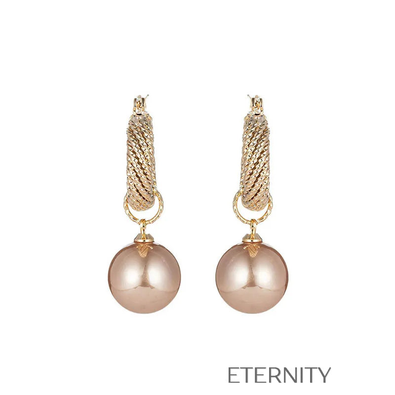 Zarcillos de Aro Texturizado con Perla  Zarcillos Plateado Unica Acero Inoxidable  ETERNITY