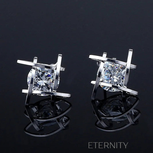 Zarcillos de Botón con Circones y Estructura Geométrica  Zarcillos Dorado Unica Acero Inoxidable  ETERNITY