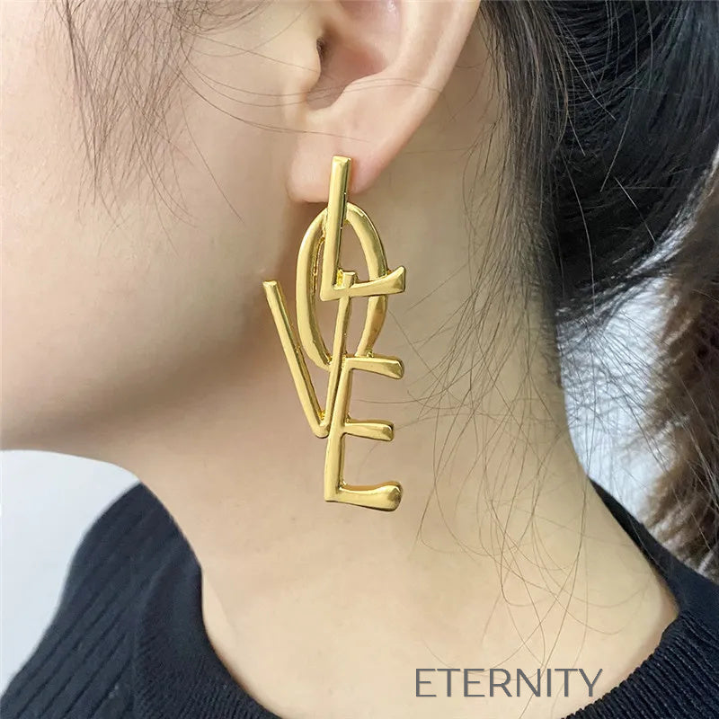 Zarcillos LOVE Maxi Pendientes  Zarcillos Dorado Unica Acero Inoxidable  ETERNITY