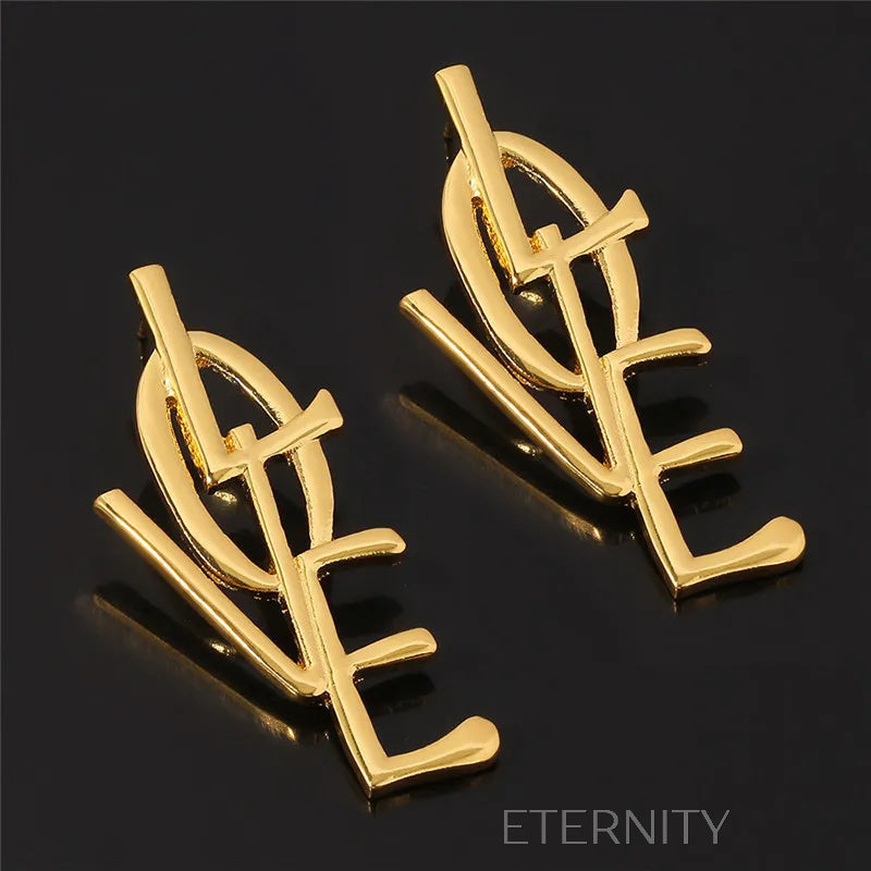Zarcillos LOVE Maxi Pendientes  Zarcillos Dorado Unica Acero Inoxidable  ETERNITY