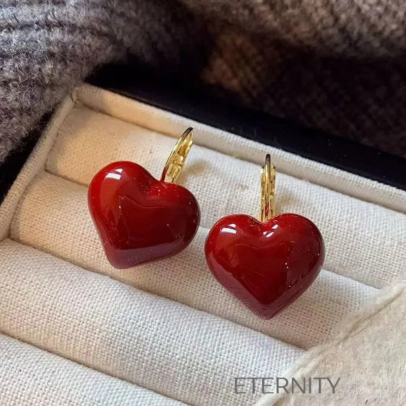 Zarcillos Crimson Heart de Corazón Rojo  Zarcillos Rojo Unica Acero Inoxidable  ETERNITY