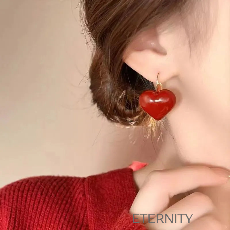Zarcillos Crimson Heart de Corazón Rojo  Zarcillos Rojo Unica Acero Inoxidable  ETERNITY