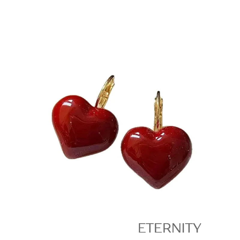 Zarcillos Crimson Heart de Corazón Rojo  Zarcillos Rojo Unica Acero Inoxidable  ETERNITY