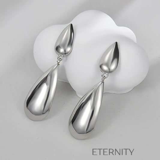Zarcillos Liquid Drop Largos  Zarcillos Dorado Unica Acero Inoxidable  ETERNITY