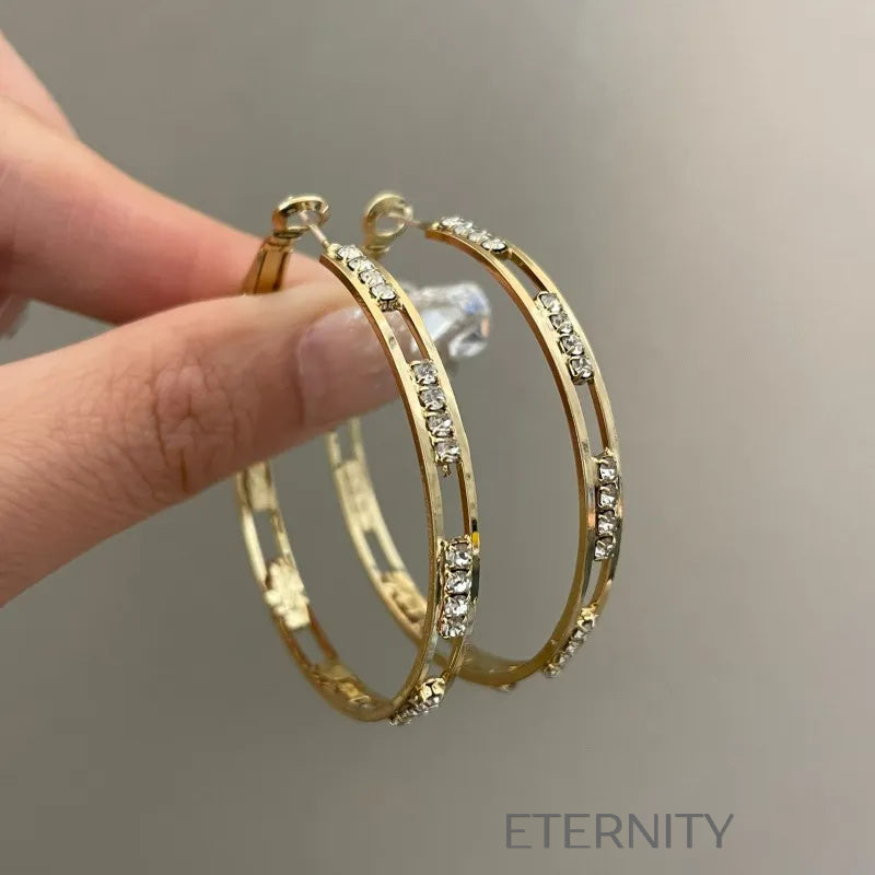Zarcillos Stellar Hoops de Oro y Plata con Cristales  Zarcillos Dorado Unica Acero Inoxidable  ETERNITY